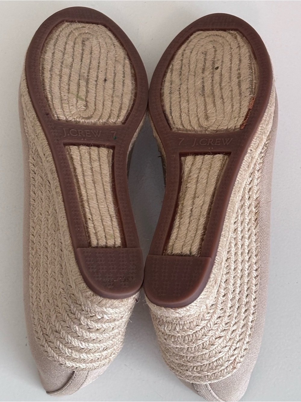 J. Crew Canvas Espadrille Wedges in Cream/Tan. Size 7 -Worn inside twice. EUC - Picture 6 of 6